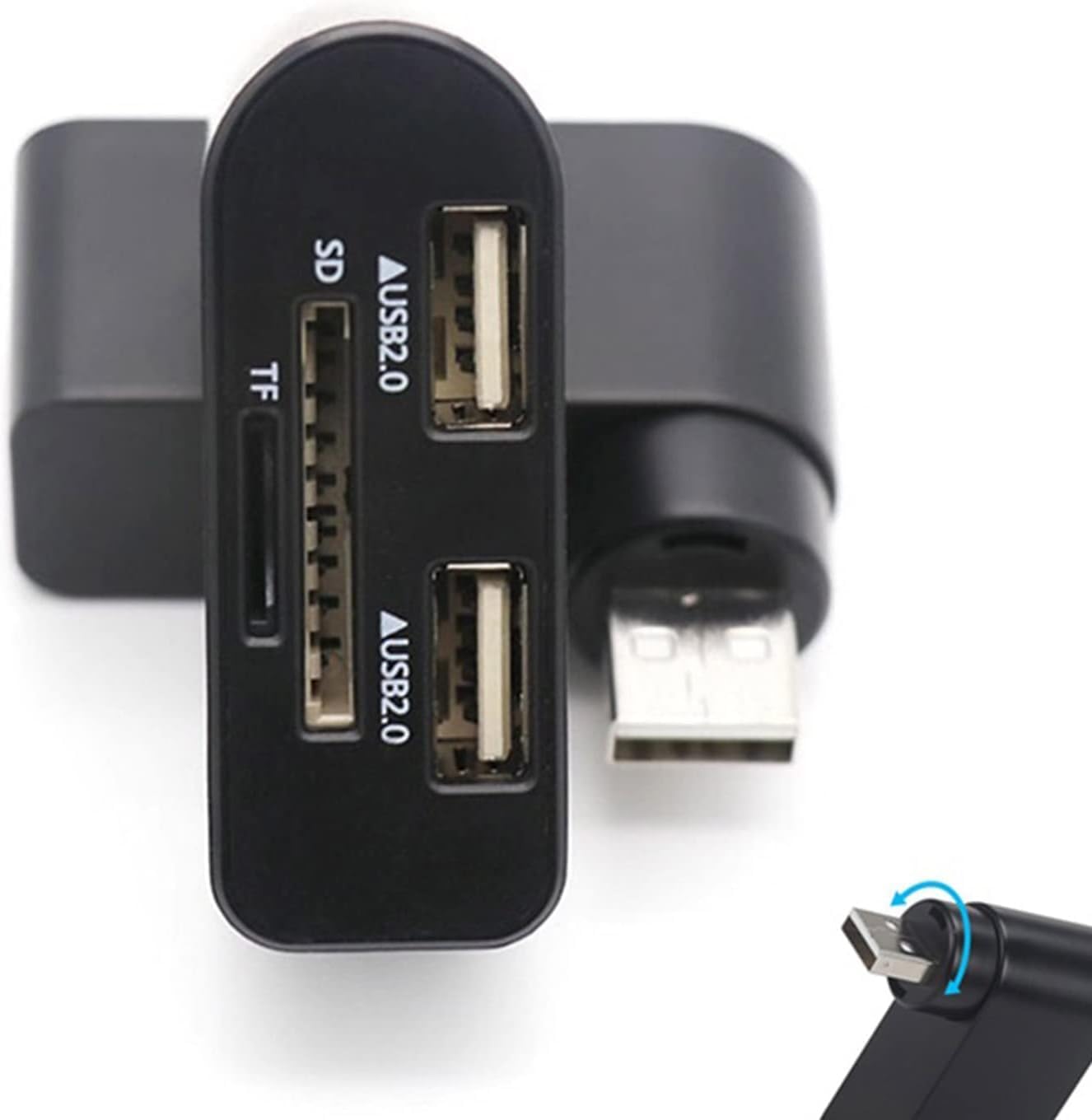 ZhangyiHot 1Pc 4 1 2.0 1 USB2.0 480Mbps 180 Black in USB Hub Docking Station Degrees Rotatable Splitter Card Fast
