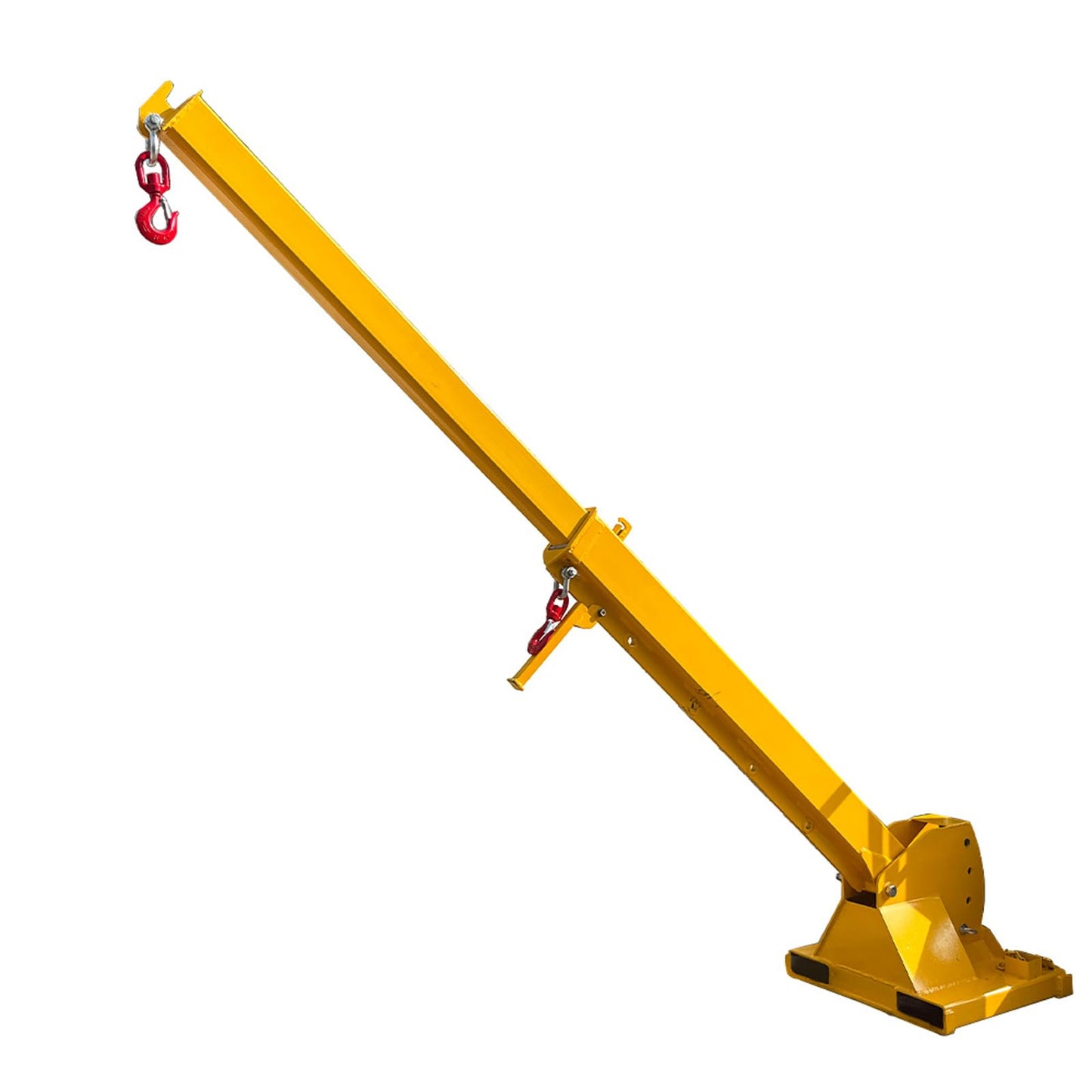 TECHTONGDA 2T/4400LB Forklift Jib Boom Crane Attachment with 0-75 Adjustable Tilt Angle, Two Swivel Hooks, Forklift Mobile Crane, Manual Telescoping Boom 7-12ft for Warehouse & Factories