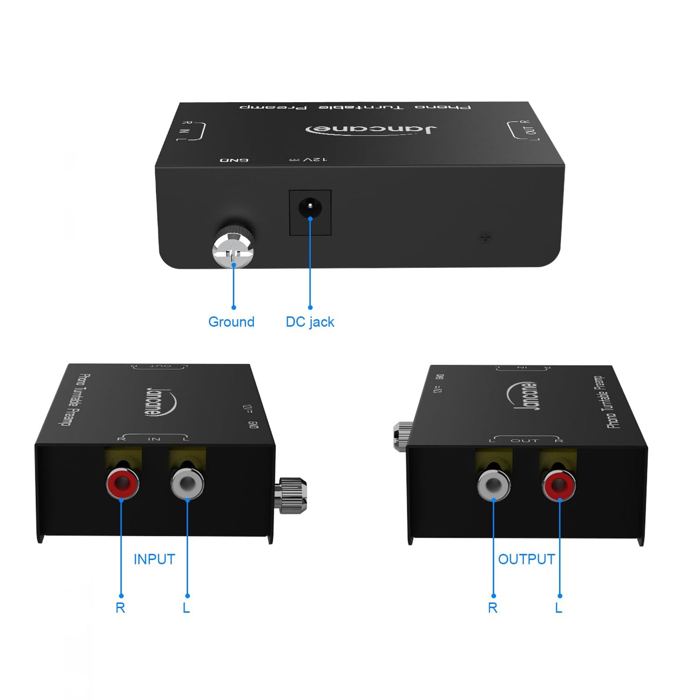 12V Phono Turntable Preamp,Low Noise Stereo Preamplifier with RCA Input/TRS Output, High-Fidelity Audio with DCAdapter