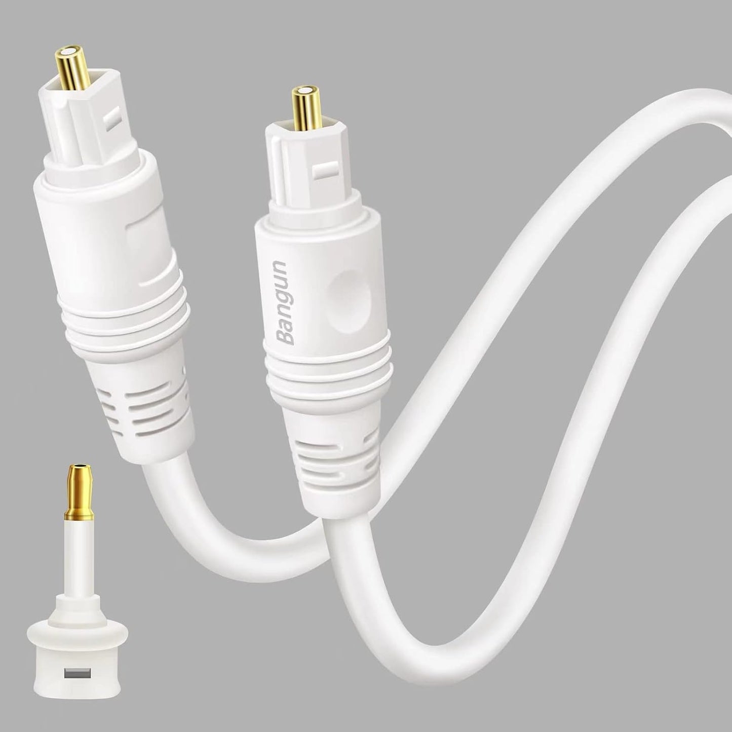 15 Bar/TV/PS4/Xbox/Home Slim White Optical Audio Cable feet, Digital Toslink Fiber Optic Audio Cord, Optical Sound