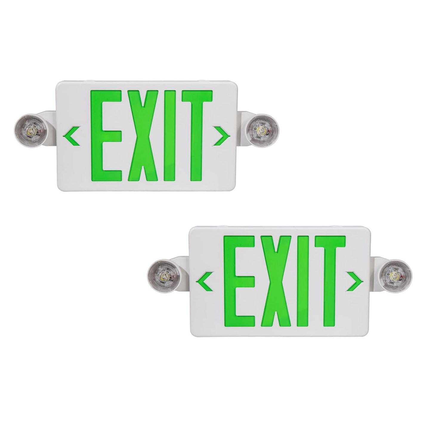 GZRUIYANG Exit Sign with Emergency Lights Green, LED Emergency Exit Light with Battery Backup, UL 924 Certified, AC 120/277V, Commercial Emergency Lights Combo for Business - 2 Pack