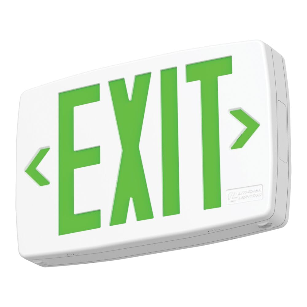 Lithonia Lighting Quantum LED Exit Sign, Dual Sided Emergency Exit Sign, Selectable Red and Green Colors, Pop-Out Chevrons, AC or Battery Backup, High Output Battery, White (LQM S W RG MVOLT EL HO M6)