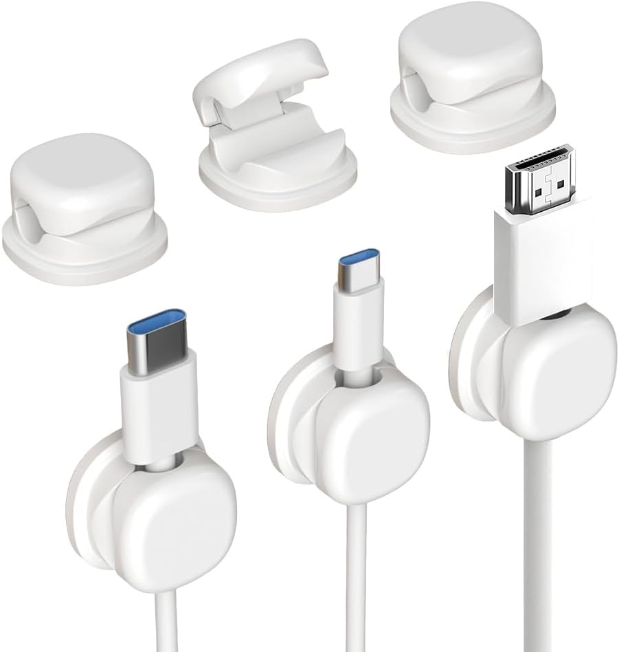 Koujut 2025 3 Pack) Cord Organizer Holder, New Desk Cable Management, Cable Clips Organize Phone Charging Cords Holder