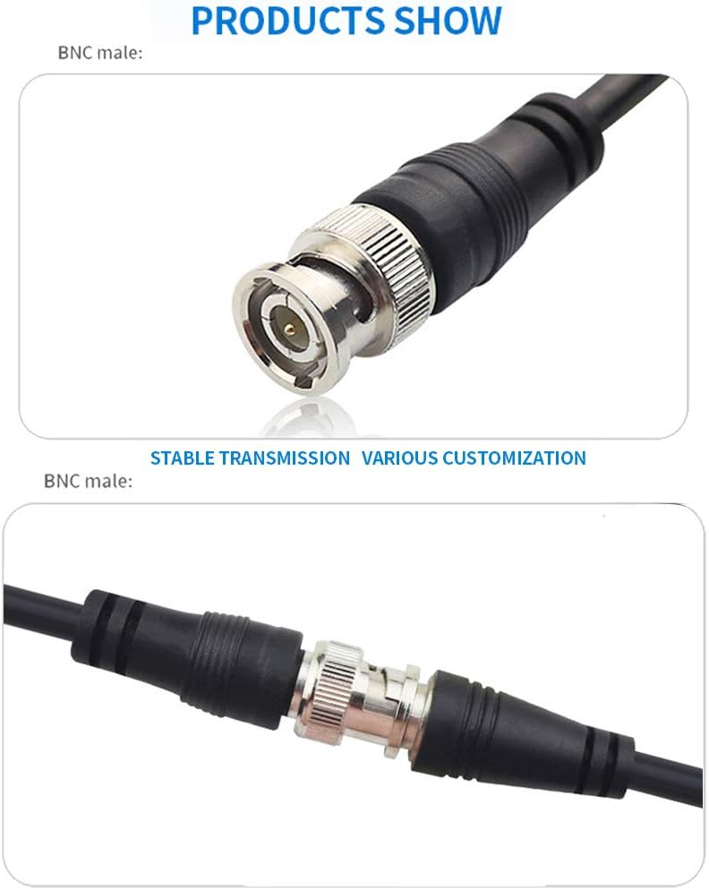 JOINSI 5-Pack 6.6ft 75-Ohm BNC Male to BNC Male Jumper Cable Extension Connector for CCTV DVR to TV System