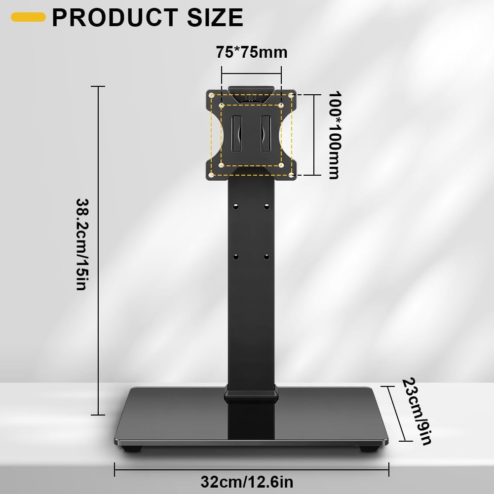 WKWKER 13-32inch 45 100x100mm Universal TV Stand for LED LCD Table Top Television Stand with Degree Height Adjustable
