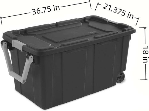 40 Gallon Storage Bins by [Brand Name] - Durable Storage Box with Lids & Wheels | Black, 2 Count