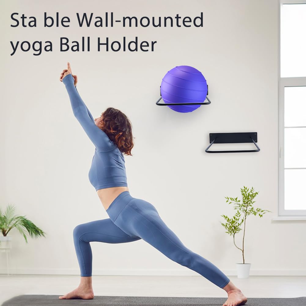 DICOSMETIC 2 Sets Large Stability Ball Storage Rack Wall Mount Yoga Ball Storage Rack Exercise Balls Holder Racks Exercise Balls Equipment Organizer for Yoga Studio Gym Sport or Home
