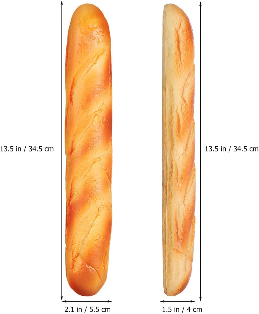 2 13.58 Inch balacoo Pcs Artificial French Long Bread Pu Faux Bread Loaf Realistic Food Props for Photography Kitchen