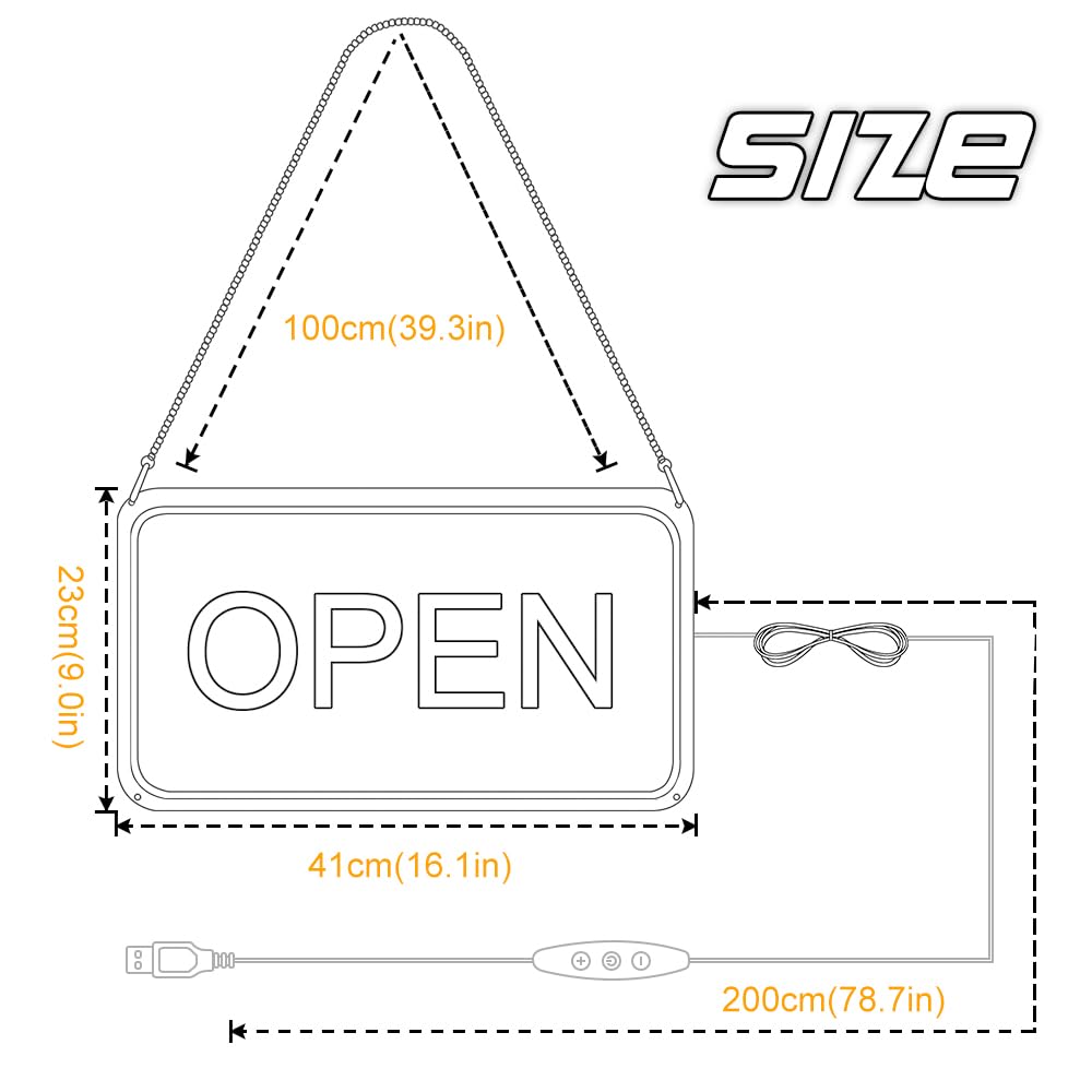 Open Signs for Business, COB Chip LED Neon Open Sign, 16"x 9" Bright Electric Light Up Open Signs with ON/OFF Switch for Bars, Stores, Coffee Shop, Hotel, Window, Outdoor etc.