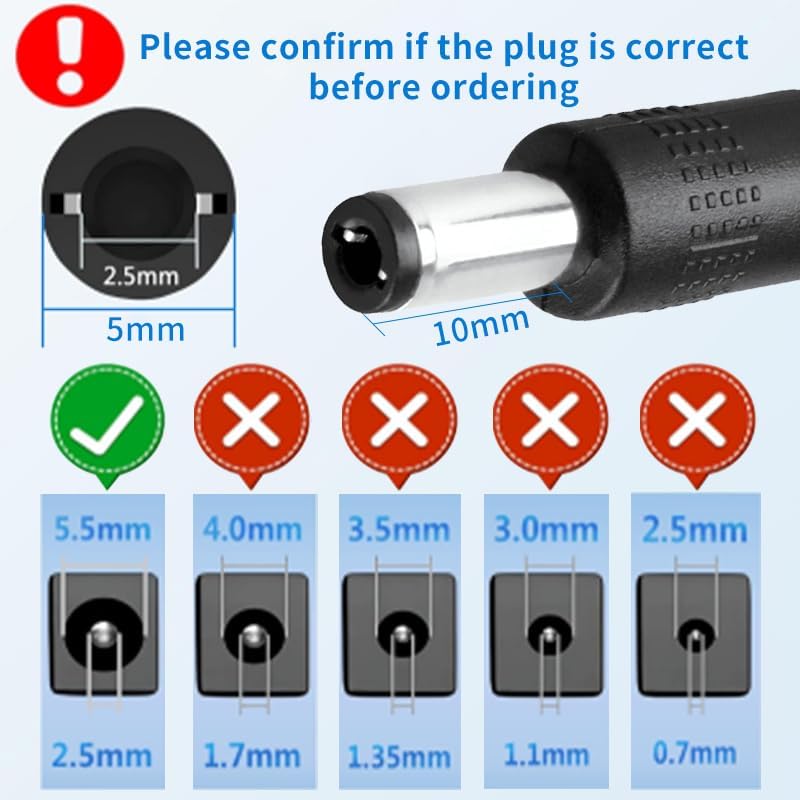 XWNV 15V 1A 5.5mm/2.5mm Mains AC-DC Adapter Power Supply Negative Center Polarity PSU
