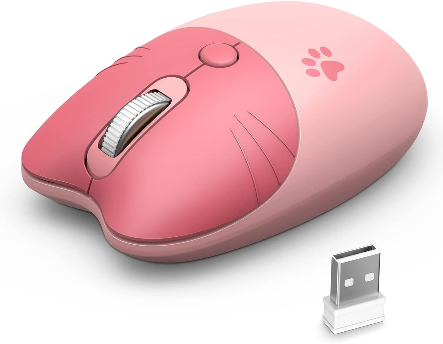MOFII 2.4GHz Wireless Compact Silent Mouse with Cute Cat Designs, Plug and Play Wireless Opatical Mouse with USB Nano