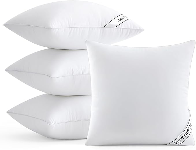 MIULEE 18x18 Inch Pillows Inserts, Pack of 4 Down Alternative Virgin Filling Comfy Support Throw Pillows for Sofa Couch Bed