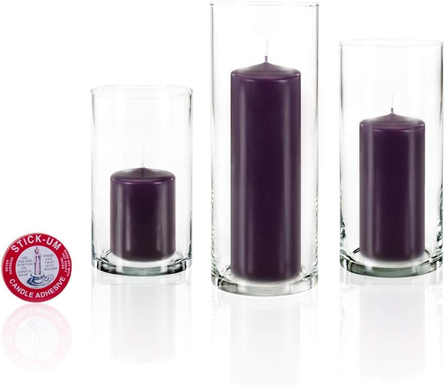 yummi Set of 12 Slim Pillars and Cylinder Vases - Purple
