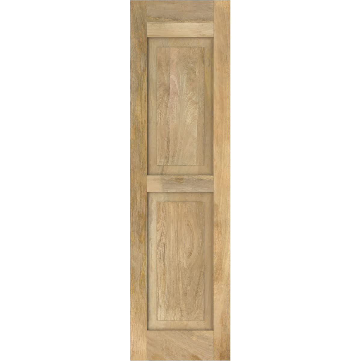 15"W x 48"H Americraft Two Equal Raised Panel Exterior Real Wood Shutters (Per Pair), Unfinished