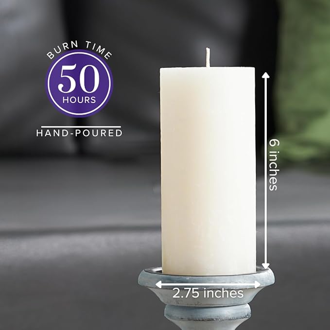 Simply Soson Lavender Scented Candle Set - 3x6 Ivory Pillar Candles for Home Aromatherapy Gift