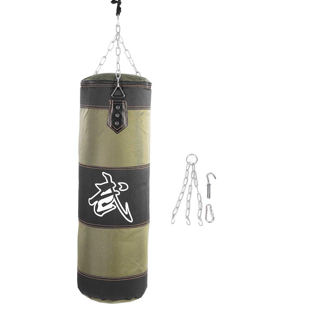 Bnineteenteam Heavy Punching Bag,Training Boxing Bag with Chain for Adults Men Women(Empty) (80cm-Green) Martial Arts