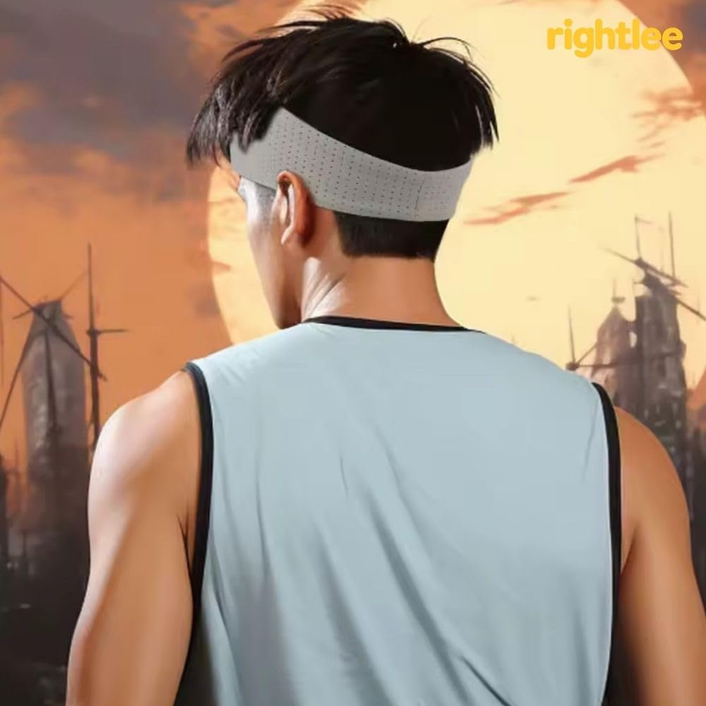 rightlee Quick Absorbing Sports Headband – Fast Drying Sweatband for Running, Yoga, Gym, Workout, Tennis, Basketball – Soft, Lightweight, Stretchy, Hair Band for Men and Women, 2 Pack Black & Gray