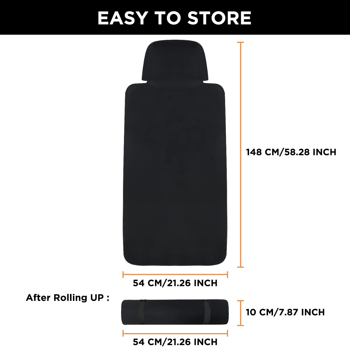 DREAMANIA Waterproof Seat Cover, Upgraded Sweat Carseat Protector, Perfect for Universal Anti-Slip Car Truck SUV Seat, Ideal for Surfing Yoga Gym Workout, Black