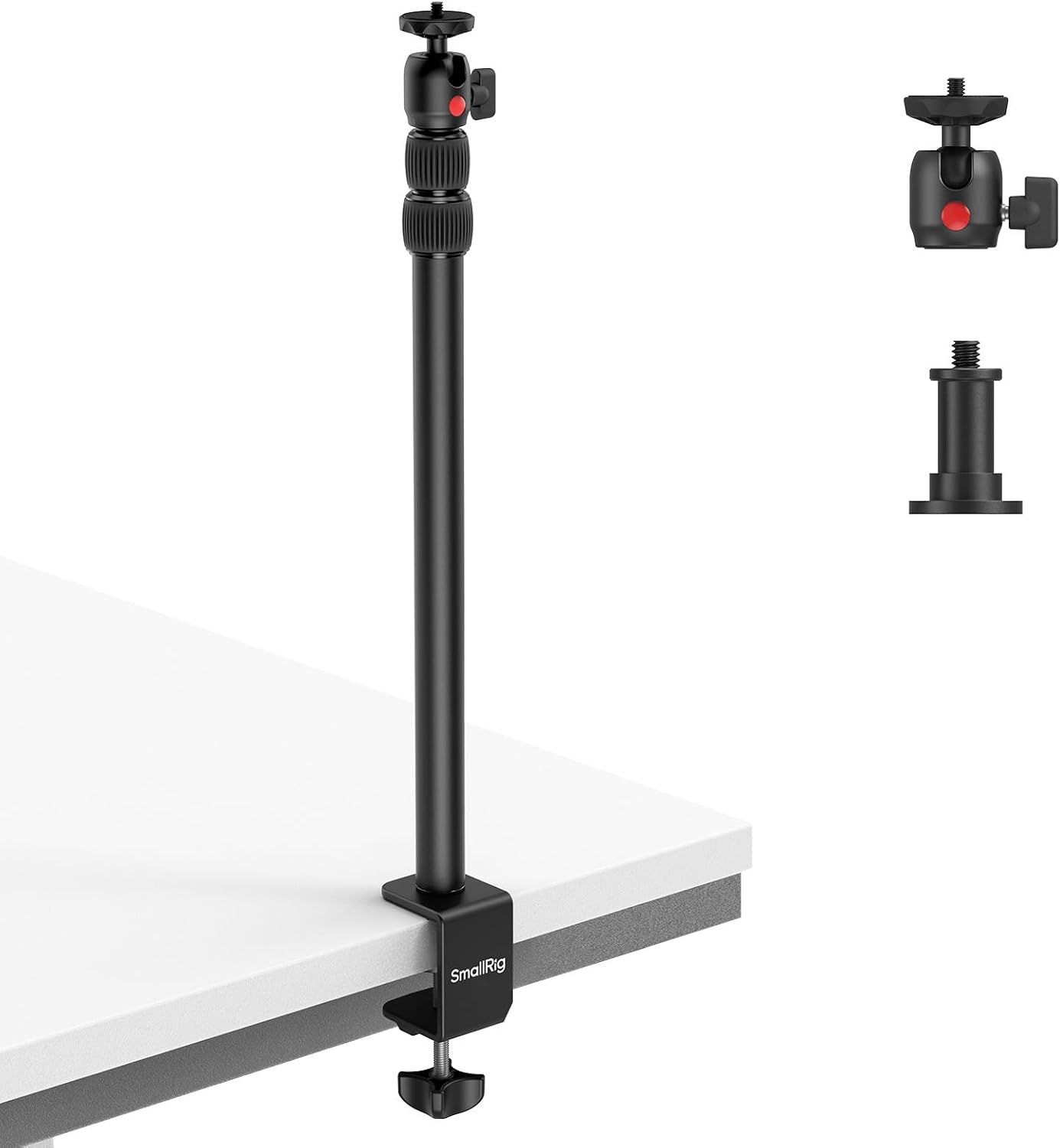 SMALLRIG 15"-35" Camera Desk Mount C Stand, Adjustable Desk Tripod Light Stand, Tabletop C Clamp for Webcam, DSLR