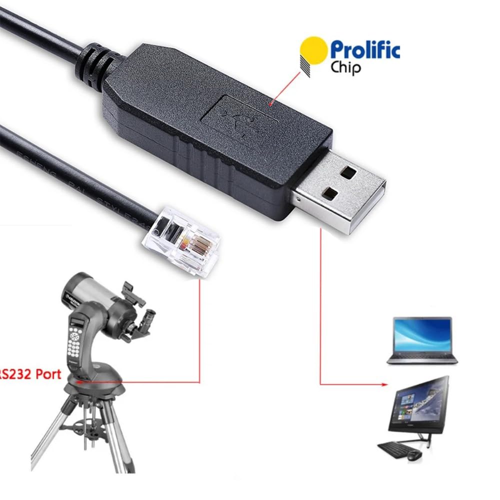 Cutesliving RS232 RJ9 4P4C PL2303GT Chipset Control(Black,10FT) USB Serial to Update Firmware Cable with Prolific