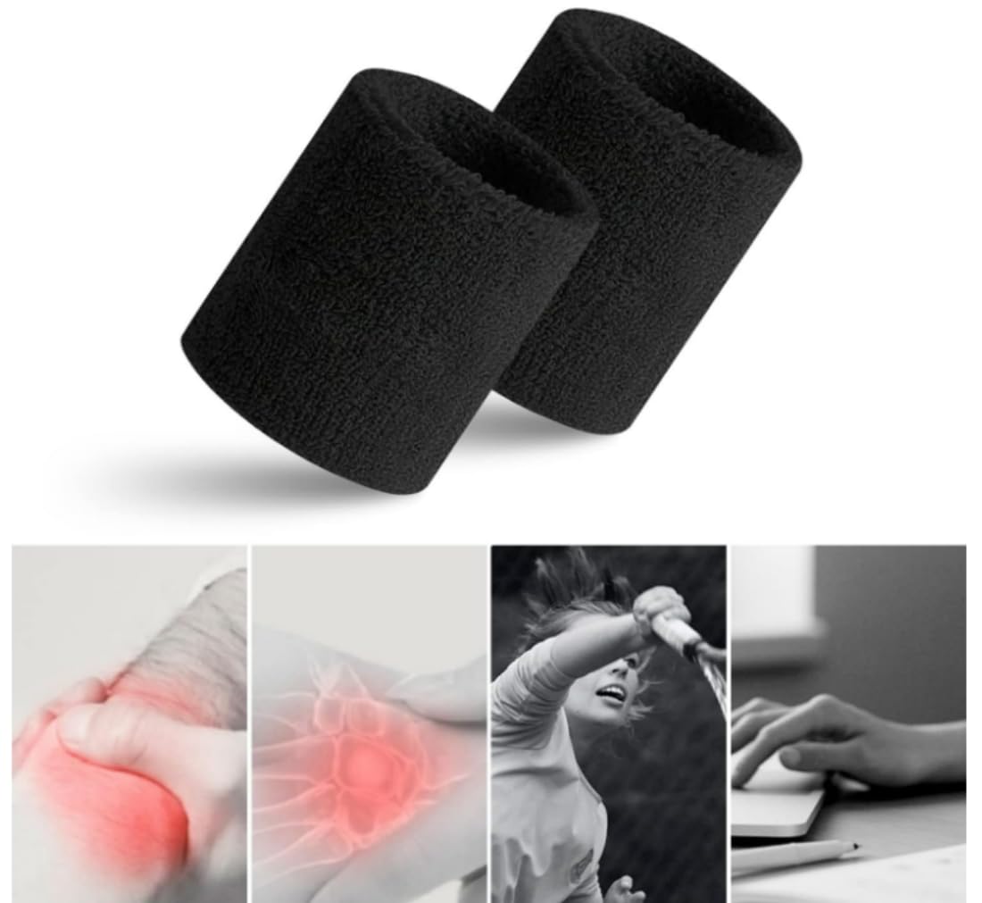Tough Headwear Sports Wristbands - Arm Bands, Wrist Sweat Bands - One Size - Black - Cotton Blend - Unisex - For Athletes