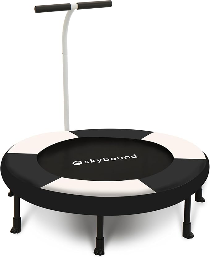 SkyBound 36 Inch Indoor Trampoline for Kids - Kids Trampoline Indoor with Handle - Toddler Trampoline with Upgraded 2.0mm Steel Pipe and Handlebar - Mini Indoor Trampoline for Kids Age 3 and Above