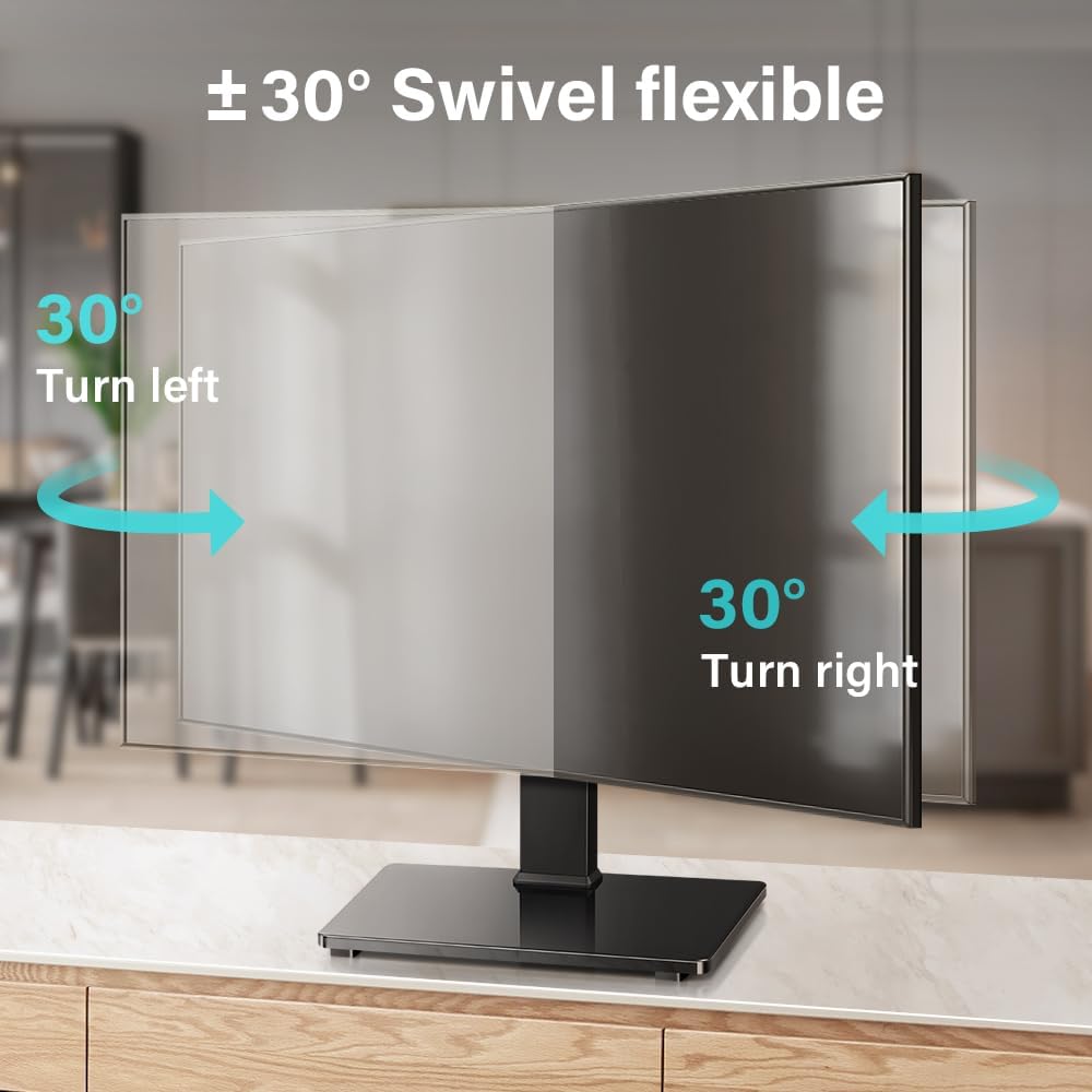 BFTOU 27-65 inch 400x400mm,Holds 88 lbs Black Universal TV Stand for TVs Height Adjustable Table Top TV Base Max VESA