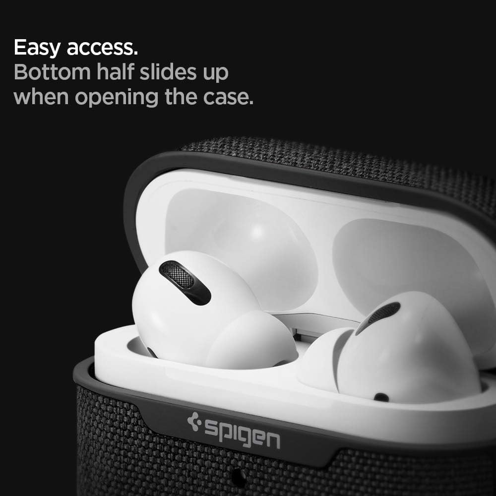 Spigen (2019) Urban Fit Designed for AirPods Pro Case Premium Fabric Cover with Carabiner - Black