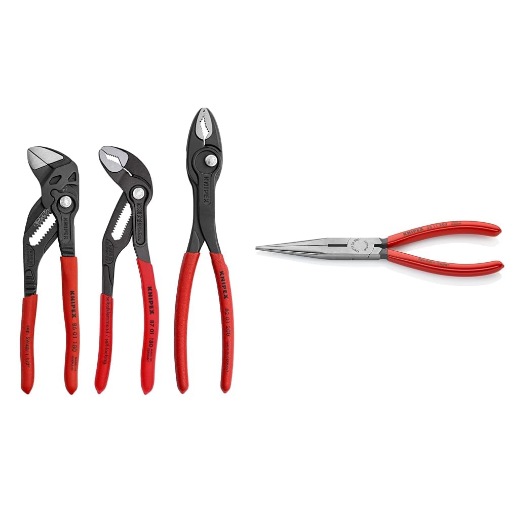 KNIPEX Tools 9K 00 80 156 US 3 Pc Pliers Set with Long Nose Pliers With Cutter (2611200), 8