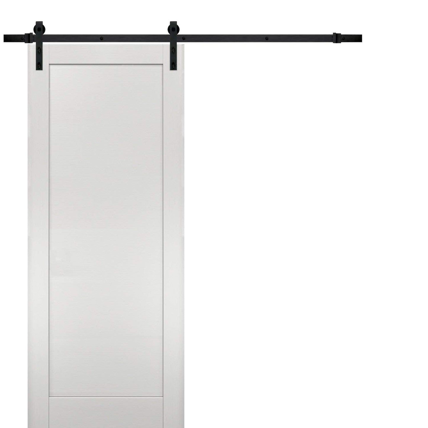 SARTODOORS Sliding Barn Door 32 x 96 with Hardware | Quadro 4111 White Ash | Top Mount 6.6FT Rail Hangers Sturdy Set | Modern Solid Panel Interior Doors
