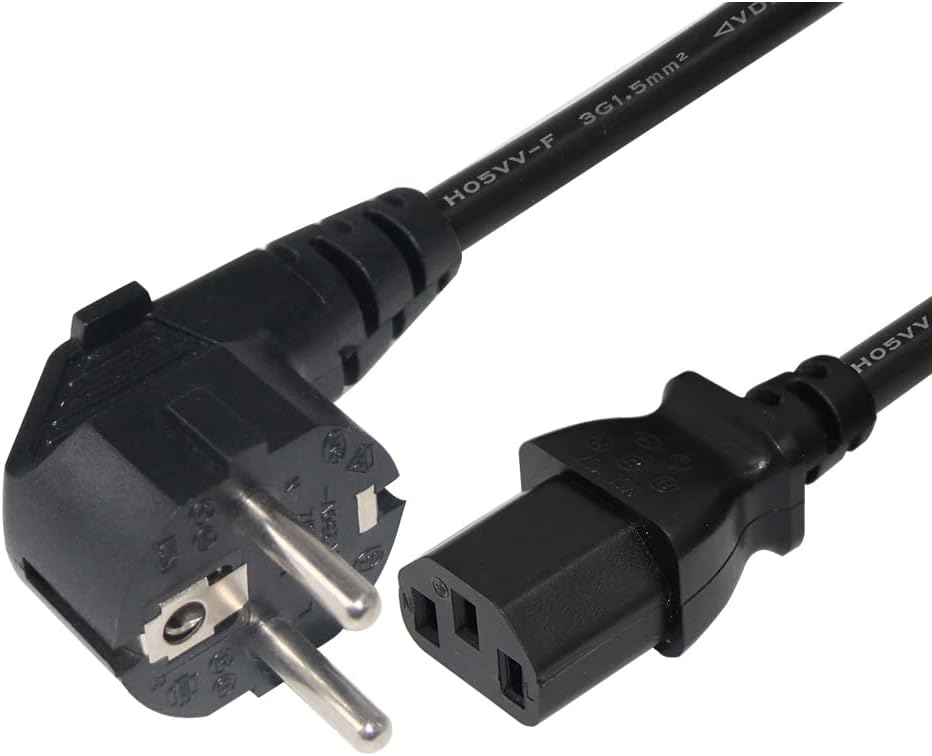 BRENDAZ 3 7/7 IEC320 C13) 6-Feet (EU) European Power Cord Prong (CEE to Compatible with Most PCs, Monitors, scanners
