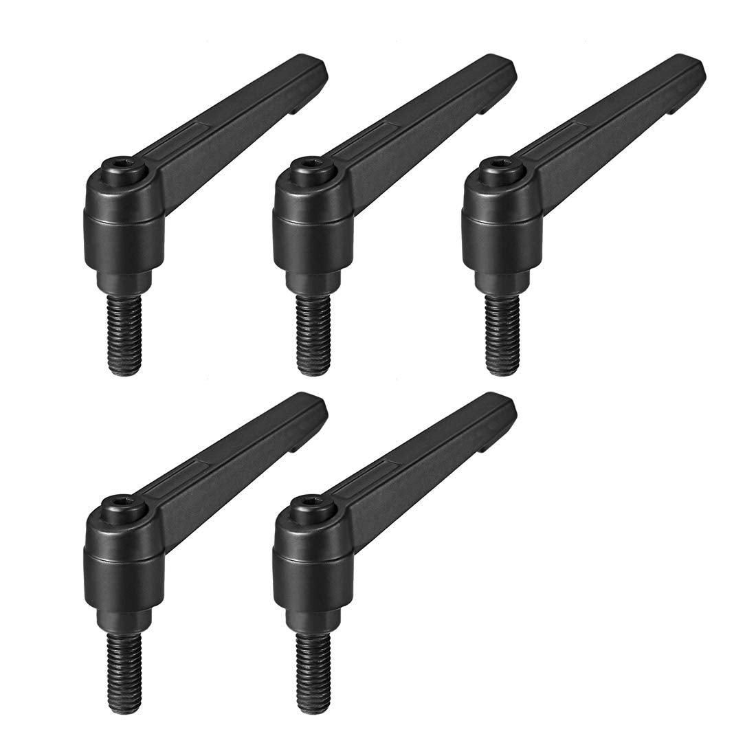 uxcell 5pcs Adjustable Clamping Lever Handle M8 x 16mm Metric Black Oxide Carbon Steel Male Threaded Stud Hand Knobs Ratchet Rotating Screw Handles Bolts with Locking Lever Black