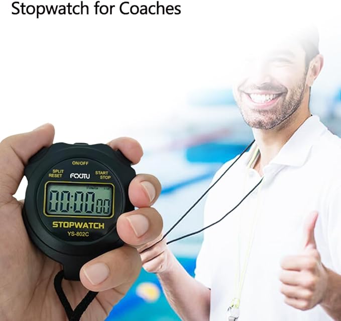 FCXJTU Digital Simple Stopwatch Timer, No Bells, No Alarm, Simple Basic Operation, Silent, Clear Display, ON/Off, Large Display for Swimming Running Training Kids Coaches Referees Teachers
