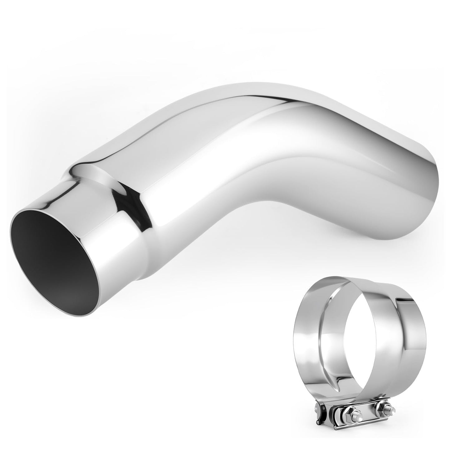 Drynochet Exhaust Tip,Universal Exhaust Elbow Pipe 5” Inlet 8" Outlet with Steel Clamp - Chrome/Black Finish for Cars & Trucks