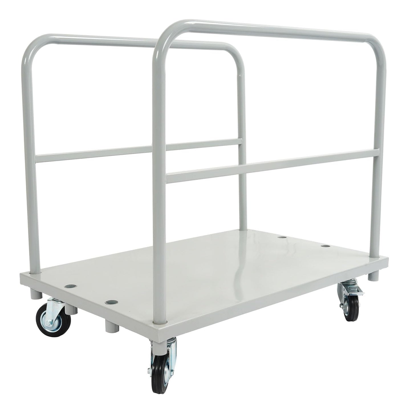 Gelacie 23x34inch Steel Panel Truck Cart, Flat Dolly Cart, Flatbed with 2000 lbs Capacity Platform Truck, Heavy Duty Lumber Drywall Dolly, 4 Swivel Casters, Board with 2 Detachable Side Handrails