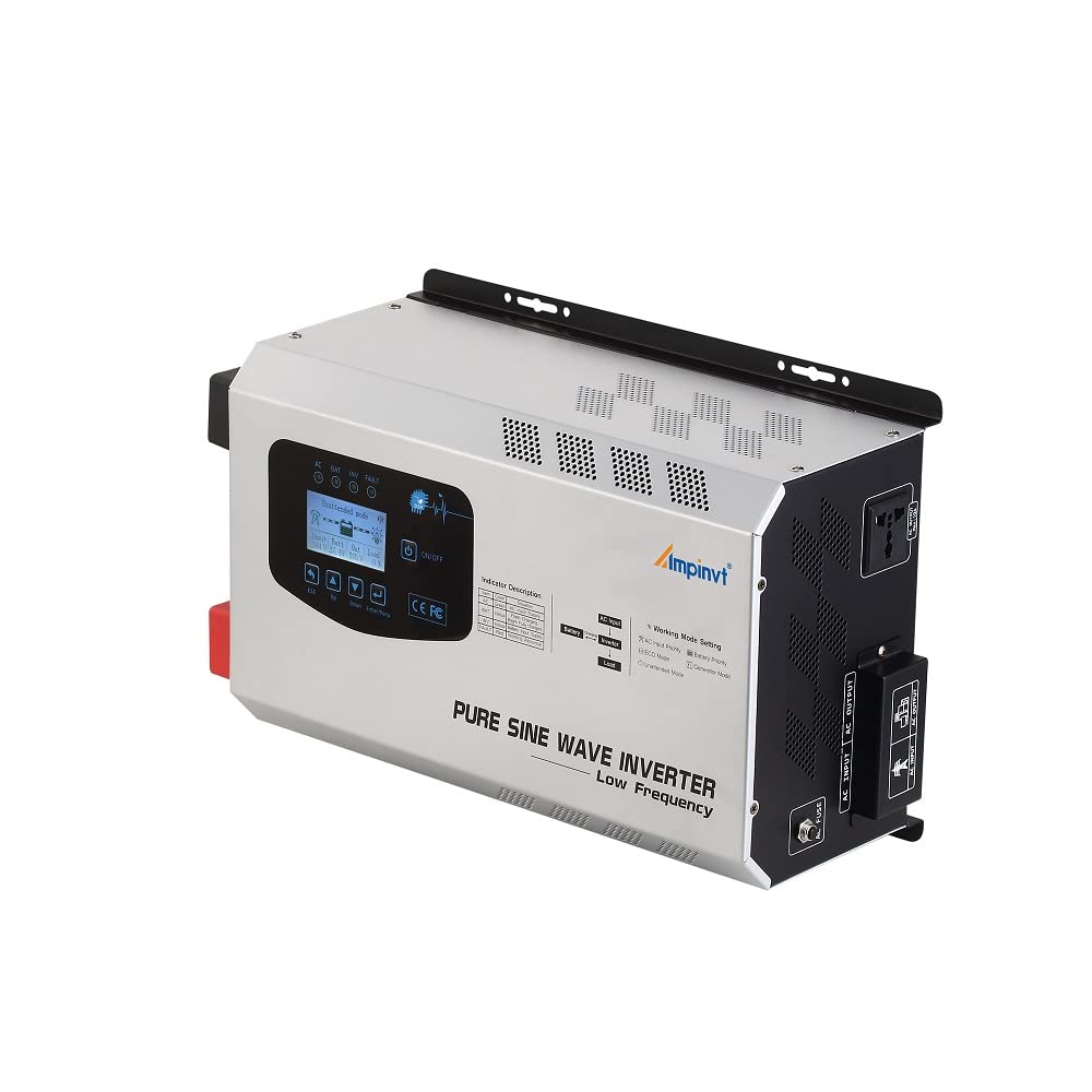 Ampinvt 3000W Peak 9000W Pure Sine Wave Inverter, DC 24V to 120V AC Output with Battery AC Charger,Low Frequency Power Inverter for Truck Boat Home, Support Sealed Gel AGM Flooded Lithium Battery