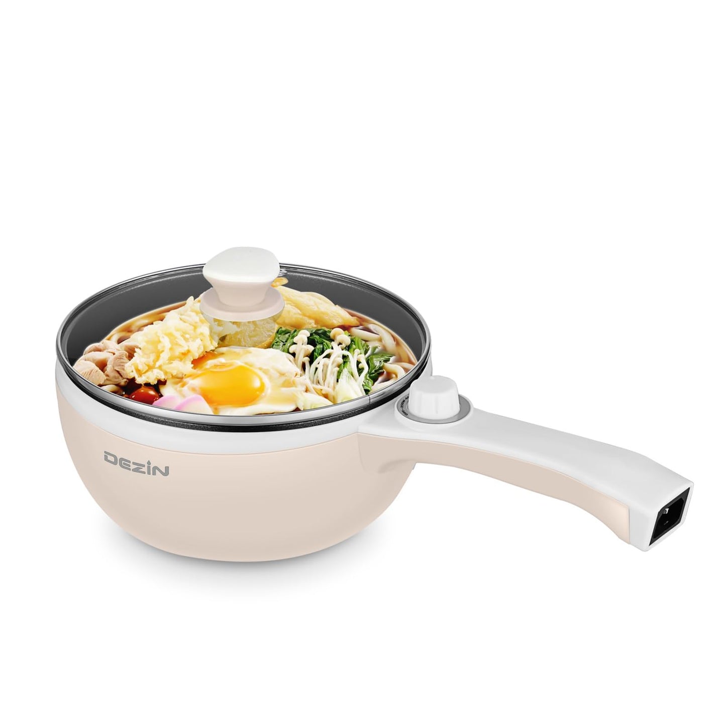 Dezin Hot Pot Electric Upgraded, Non-Stick Sauté Pan, Rapid Noodles Electric Pot, 1.5L Mini Portable Hot Pot for Steak, Egg, Fried Rice, Ramen, Oatmeal, Soup with Power Adjustment