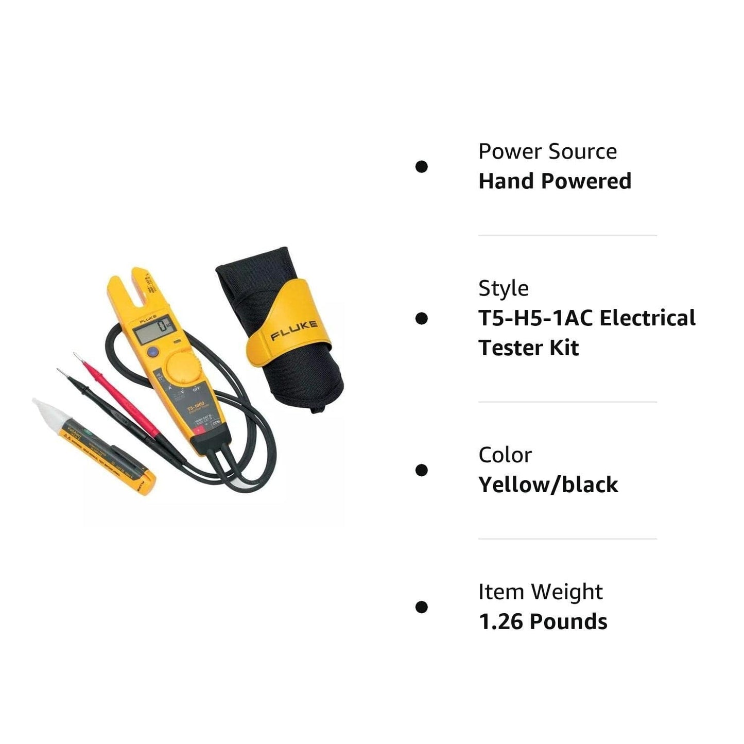 Fluke T5-H5-1AC Kit 3-Pc 1000V Electrical Tester, Custom Holster and AC Voltage Detector Kit