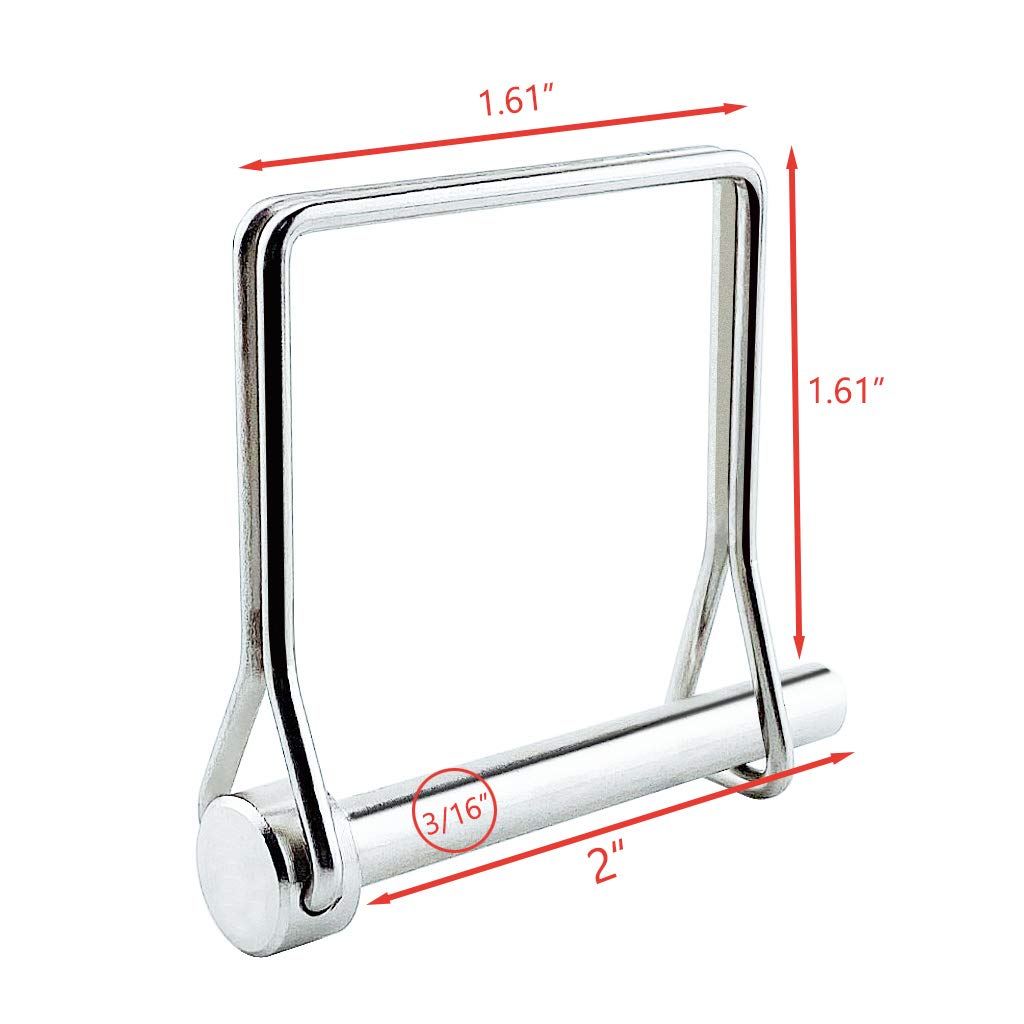 2 Pack Full 316 SS Square Pto Pin, Safety Coupler Pin 3/16" x 1.97"(4.8mm x 50mm), Full Marine Grade 316 Stainless Steel Shaft Locking Pin, Small Pins Please Check The Size First