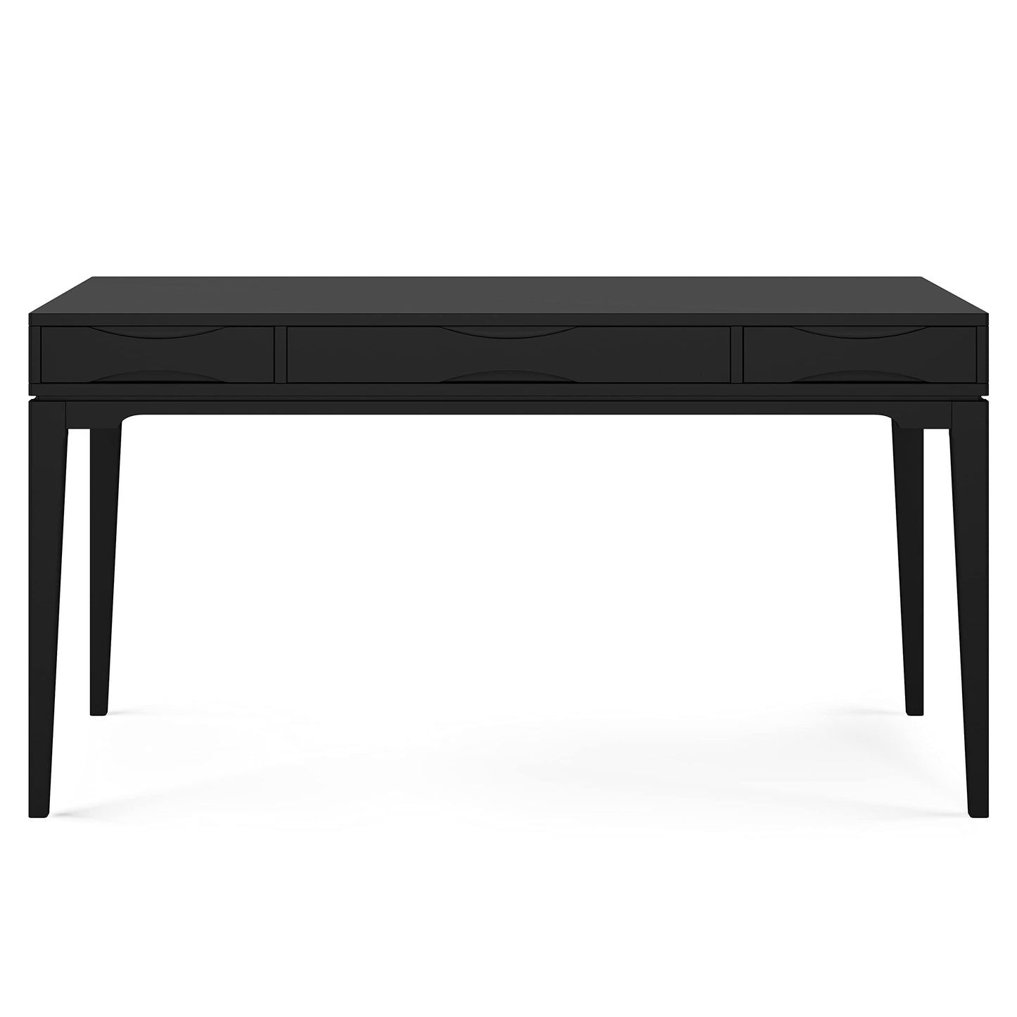 SIMPLIHOME Harper Desk - 60 Inch Wide Solid Wood Writing Desk in Black, Mid-Century Modern Home Office Computer Table for Workspace or Study with 2 Drawers and Flip-Down Keyboard Tray