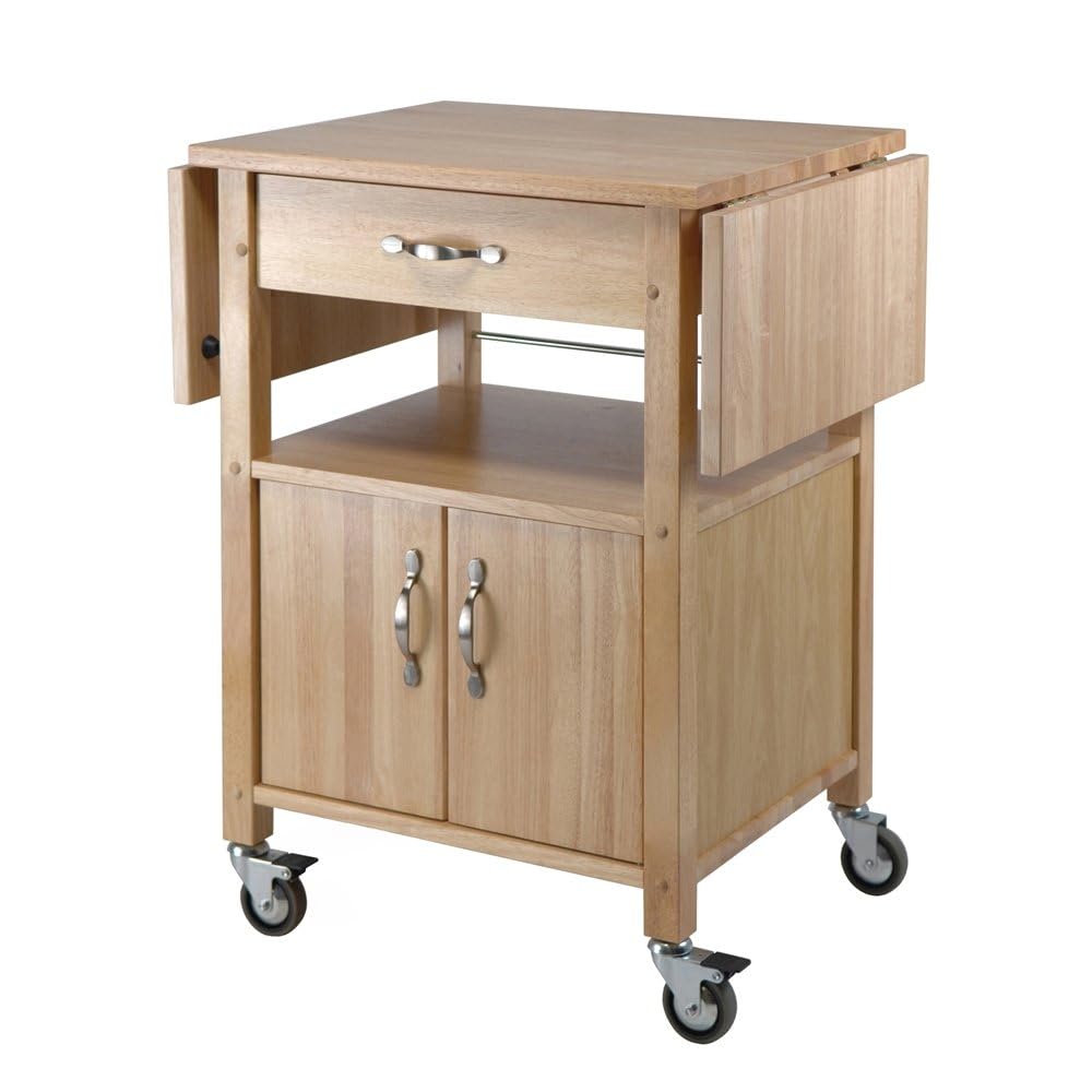 Furnifact Beech Kitchen Island on Wheels – for Small Kitchens and Dining Spaces