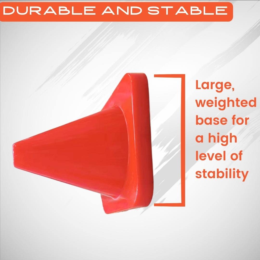 Versatyle 6in Heavy Duty Agility Training Cones for Soccer, Football, Basketball & Sports Drills, Flexible Motorcycle & Traffic Training Cones, Durable, Versatile, High Visibility (Set of 12, Orange)