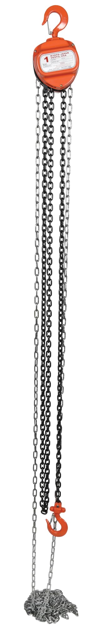 Vestil HCH-2-15 Steel Manual Chain Hoist 15 Ft. Lift 2,000 Lb. Capacity Orange