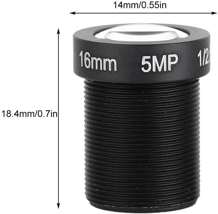 Dioche 16mm 5MP M12x0.5 Fixed Board Lens, HD CCTV Security Camera Wide Angle Lens, Standard Screw Connector Camera