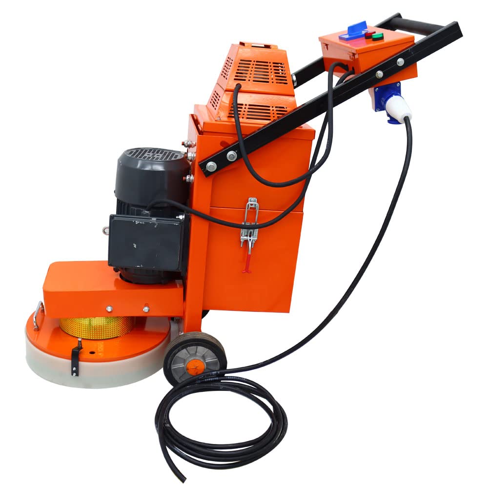 INTSUPERMAI Concrete Floor Polisher Hand-push Concrete Grinding Machine Cement Ground Grinder Floor Grinder Ground Polishing Machine for Restore New and Old Ground Vacuum Dust with Built-in Fan 220V