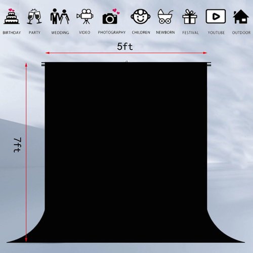 Black Backdrop by [Brand Name] - Versatile 5x7ft Fabric for Portraits & Video Studio Shoots