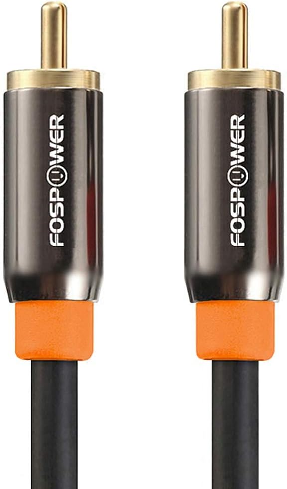 [24K 6ft FosPower Digital Audio Coaxial Cable Gold Plated Connectors] Premium S/PDIF RCA Male to RCA Male for Home