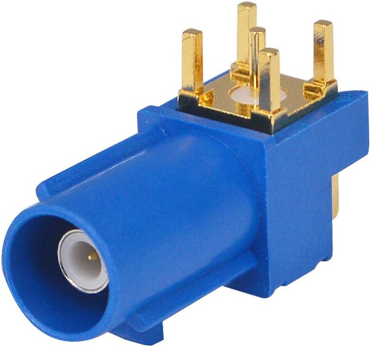 Kaunosta 5PCS GPS Telematics or Navigation RF Coax Connector Fakra C Right Angle Blue Crimp Jack Adapter Gold-Plated
