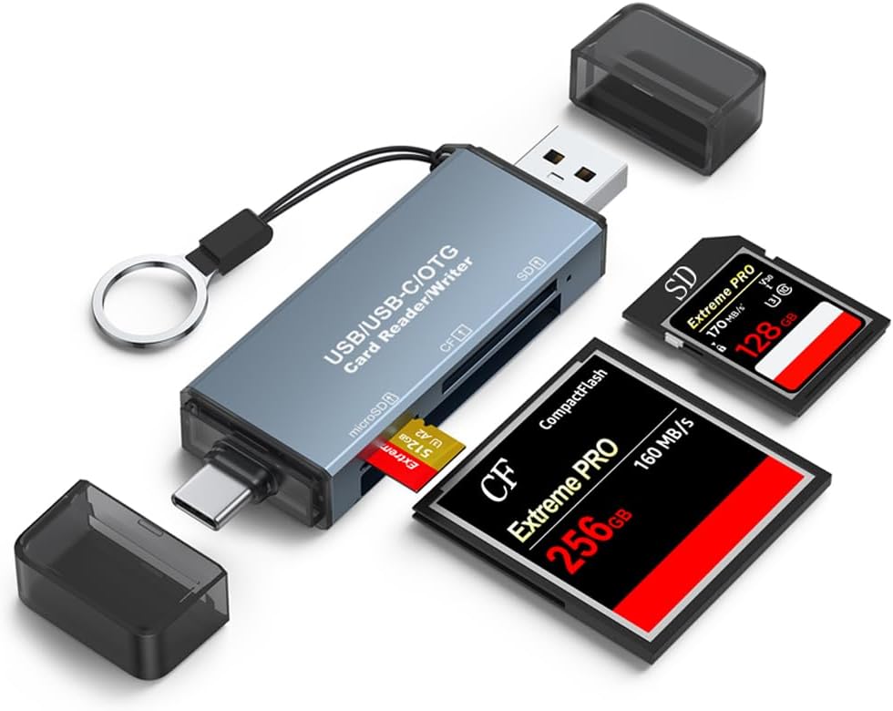 SCSXGO 2.0 SD/SDHC/SDXC/MMC/RS-MMC USB C CF Card Reader,Micro-SD Card Reader USB USB-C to CF/SD/TF Memory Card Adapter