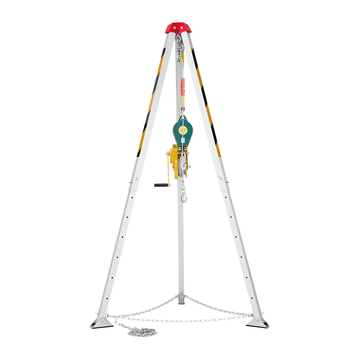 VEVOR Confined Space Tripod Kit, Heavy Duty Rescue Tripod Lifting Hoist 1800 lbs Winch, 4.1 ft Adjustable Legs, 65 ft Cable Portable Kit, 32.8 ft Fall Protection, 4.40-7.05 ft Working Height